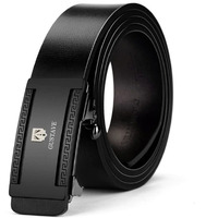 Gustave Leather Belts For Men With Auto Lock -Free Adjustable Length And No Need To Punch, Length 125-130Cm, Black
