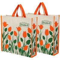 Double R Bags Reusable Multi-Purpose Shopping Bags With Handles For Kitchen Essentials, Grocery And Vegetable (Pack Of 2, Unisex-Adult, Shopper Tote, White)