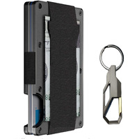 Contacts Unisex Card Holder Minimalist Metal Rfid Blocking Card Wallet With Cash Strap Slim Wallet | 7 Card Holder Expandable (Pop14-New1 With Keyring)