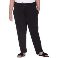 Cupid Women Plus Size Cotton Plain Comfortable Night Track Pant, Lower, Sports Trouser, Joggers,Lounge Wear N Daily Gym Wear For Ladies_6X-Large_Black