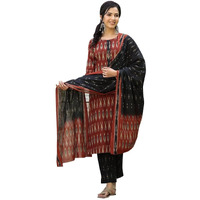 Vaamsi Women's Rayon Blend Ethnic Motifs Printed Straight Kurta Pant With Dupatta (Vkskd1304_Red_S)