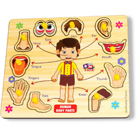 Bugbee Body Parts Toddler Puzzles For Kids Ages 2-4-8 Montessori Wooden Puzzles For Children 3-5 Years Old Preschool Game For Learning Human Body Parts Anatomy Skeleton - Gift Toys For Boy And Girl