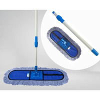Livronic Wet And Dry Cotton Pad Floor Mop With 5 Feet Long Handle, 24 Inch Head With Cotton Refill (Blue) (24 Inch Wet And Dry Mop), Plastic