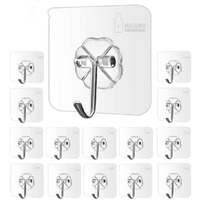 Misamo Enterprise Pvc Wall Hooks, Pack Of 15, Transparent