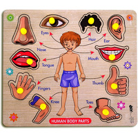 Lefan Wooden Puzzles Wooden Human Body Parts Puzzle Educational Anatomy Toy For Kids Educational Montessori Learning Puzzle For Toddlers & Preschoolers (Body Wooden Big)