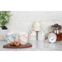Femora Indian Multi Splash Color Ceramic Tea Cup, Coffee Mugs, Set Of 6 Pcs, 160 Ml