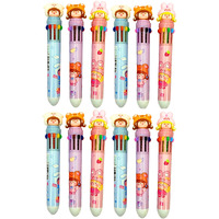Funblast 10 In 1 Multicolor Pens For Kids Ball Pen Set For School & Office - Cartoon Pen For Office, School Stationery For Kids - Stationery Kit, Stationery Set, Birthday Return Gift (Set Of 12)