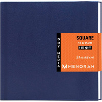 Menorah Paper Square - Sketchbook For Artists - 115 Gsm -(80 Sheets / 160 Pages)-Art Journal - (15.0 X 15.0 Cm)-Drawing Book -Hard Case Bound - Dark Blue, Watercolor