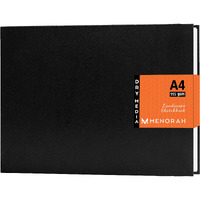 Menorah Paper Artist Sketch Book - A4-115 Gsm (160 Pages / 80 Sheets) Drawing Notebook - Hard Bound Book - (21.0 Cm X 29.7 Cm) - Completely Handmade Landscape- Black, Watercolor