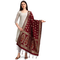 Devangi Women's Kalamkari Silk Woven Dupatta (Om-Dt-05-Brownish_Brownish_Free Size)