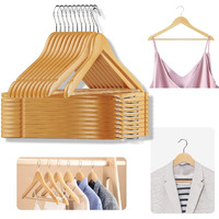 Anh Mart 70 -Pack Beige Lotus Wardrobe Wooden Hangers For Clothes - Solid Wood Clothes Hangers For Shirts, Dresses, Coats & Jackets With Smooth Finish, 360 Swivel Hook, Non-Slip Bar & Notches.