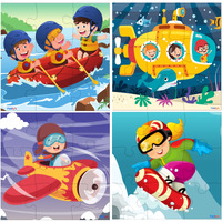 Fiddlys Fiddly's Wood Jigsaw Puzzles For Kids & Children -9 Pieces Age 3+ (Adventure Pack Of 4)