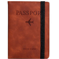 Vogard Slim Leather Travel Passport Wallet Casual Solid Credit Card Holder Money Wallet Id Multifunction Documents Flight License Purse - Tan