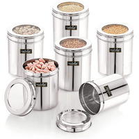 Natulix 750Gms Stainless Steel Containers For Kitchen With See Through Lid | Kitchen Containers Set | Silver (1000Ml - 6Pcs) Food Grains Capacity - 750Gms Approx