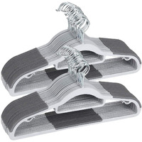Zollyss Plastic Clothes Hangers - Space Saving Dry & Wet Hangers With Non-Slip Pads - Heavy Duty Coat, Suit, Underwear, Pants, Shirts - 10 Piece, Grey