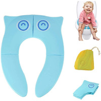 Zollyss Portable Baby Toilet Seat Foldable Western Kids Potty Trainer Cover For Toddler Boys Girls Travel, Blue (Plastic