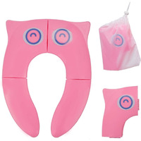 Zollyss Portable Baby Toilet Seat Foldable Western Kids Potty Trainer Cover For Toddler Boys Girls Travel, Pink, Plastic