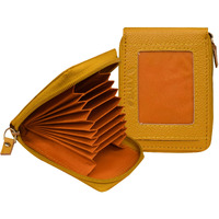Abys Genuine Leather Yellow Card Holder||Atm Card Case For Men & Women (8549Yl)