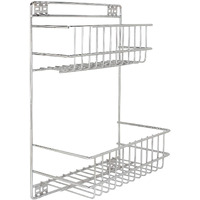 Ab99 Collection Stainless Steel Wall Mounted Rack Kitchen And Detergent Rack, Multi Purpose Shelves For Bathroom, Bath Room Shelves/Corner Organizer, Shelf Bathroom (Set Of 2Utensils, Silver)