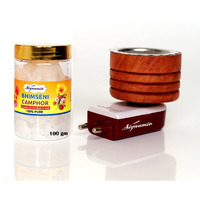 Signamio 100Gm Bhimseni Camphor With Wooden Kapoor Kapur Dani Karpuram Bakhoor Oud Aroma Oil Diffuser Incense Dhoop Burner Electrical Stand Machine For Home Fragrance