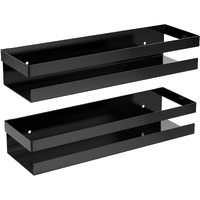 Umi. Metal Multi-Purpose Wall Mount Floating Shelf Wall Mounted Storage Shelves For Kitchen, Bathroom, Bedroom, Office (Medium, Black)