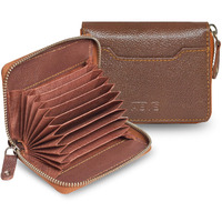 Abys Genuine Leather Rfid Protected Tan Card Wallet For Men And Women (In201Tn)
