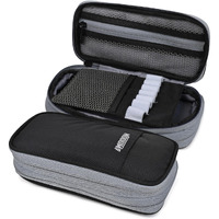 Wooum Polyester Expandable Pencil Pouch Big Pen Case Office College School Large Storage High Capacity Pouch Holder Organizer (Black-Grey)