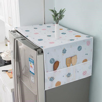 Wolpin 1Pc Fridge Cover For Top Double Door With 6 Utility Pockets Designer Prints Waterproof