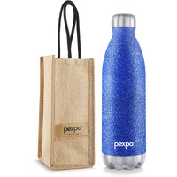Pexpo Electro Hot & Cold Isi Certified With Jute Bag | Stainless Steel Water Bottle - 1500Ml Blue | Thermoflask | Office Bottle | Workout | Travelling | Home