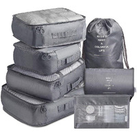 House Of Quirk 7Pcs Set Travel Organizer Packing Cubes Lightweight Travel Luggage Organizers With Laundry Bag Or Toiletry Bag (Grey, Fabric), 12 Cm,30Cm