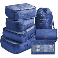 House Of Quirk 7Pcs Set Travel Organizer Packing Cubes Lightweight Travel Luggage Organizers With Laundry Bag Or Toiletry Bag (Dark Blue, Fabric), 30 Cm, 12 Cm