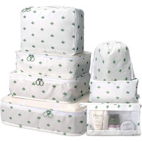 House Of Quirk 7Pcs Set Travel Organizer Packing Cubes Lightweight Travel Luggage Organizers With Laundry Bag Or Toiletry Bag (White Cactus, Fabric), 30 Cm, 12 Cm