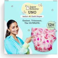 Superbottoms Uno Freesize Cloth Diaper | Cloth Diaper For Babies 3M To 3Y | Comes With Cloth Diaper Inserts | 1 Organic Cotton Soaker + 1 Booster | Cherry Blossom