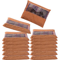 Jd Fresh 15 Pcs Non-Woven Saree Covers/Storage Bags With Zip Cover/Space Saving Transparent Bag/Wardrobe-Cupboard Organizer/Holds 2 To 3 Sarees Each(14 X 17 Inch/Orange)