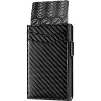 Vogard Unisex Card Holder Pop Up Cards Slim Leather Wallet Rfid Protection Up To 11 Cards Card Case (Carbon Black)