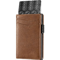 Vogard Unisex Card Holder Pop Up Cards Slim Leather Wallet Rfid Protection Up To 11 Cards Card Case (Tan)