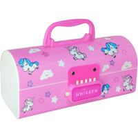 Funblast Kids Pen Box Multi-Layer Suitcase Style Password Lock Pencil Case For Kids, Boys, Girls, Stationary Organizer Case For Kids, Return Gift For Kids (Cute-Pink, Plastic)