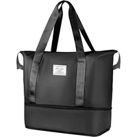 Lnt Womens Large Capacity Folding Travel Bag Travel Lightweight Waterproof Carry On Luggage Bags With Fixed Strap Dry And Wet Separation Foldable Travel Duffel Bag For Foldable Bag Peach (Black)