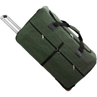 Nisun Canvas 76 Cm Extra Large Strong Travel Duffle Bag, Trolley Bag Luggage Trolley Duffel Storage Bag With 2 Wheels, Inline_Skate_Wheel & Pull Rod Handle, Olive (75 X27X45 Cm)