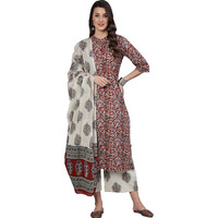 Arayna Women's Floral Printed 100% Cotton Kurti Palazzo Pants Set With Dupatta (Xx-Large)