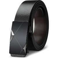 Gustave Men's Leather Belt Adjustable Auto Lock Buckle Belt For Men (Black-F)