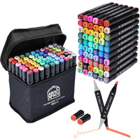 About Space Dual Tip Art Markers 60 Colours With Carrying Case For Painting Sketching Calligraphy Drawing Odorless&Non Toxic Twin Head Permanent Colouring Markers For Kids Adult Beginners|Assorted