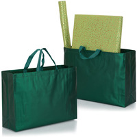 Drapme Large Size Pack Of 5 Pcs Matt Metallic Laminated Non-Woven Reusable Eco-Friendly Party Return Gift Bags (Bottle Green) (Large 17X12X5 Inch)