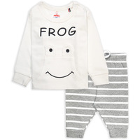 Ariel Cotton Clothing Sets For Boys & Girls - Unisex Clothing Sets Full Sleeve T-Shirt & Pant -Size(3-6 Months) -Style(White-Frog)