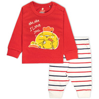 Ariel Cotton Clothing Sets For Boys & Girls - Unisex Clothing Sets Full Sleeve T-Shirt & Pant -Size(Newborn) -Style(Red-Mama)
