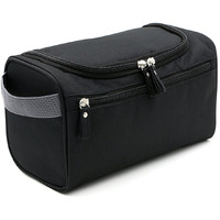 Xelvix Travel 13 Cms Toiletry Kit Bag Cosmetic Organizer Nylon Makeup Pouch For Women And Girls Travel Pouch Ladies Case Travelling Storage Inner Ware Up Brush Kit Holder Men (Black)