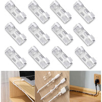 Inovera 20 Pieces Wire Organizer Cable Management Clip Desktop Cord Hook With 3M Foam (Transparent)