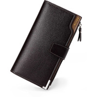 Elios Women 24 Card Slots Large Capacity Pu Leather Clutch Wallet Card Phone Holder Organizer Ladies Purse (Brown)