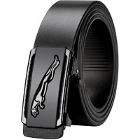 Gustave Waist Belts For Men Slide Ratchet Mens Belt Black Leather Belt For Men Casual Or Formal Dress, With Click Buckle (130Cm Length, Free Adjustable, No Belt Hole)
