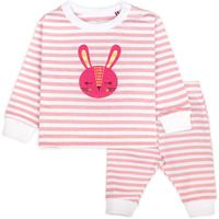 Ariel Cotton Fleece Clothing Sets For Boys & Girls - Unisex Winter Pink Bunny Clothing Sets Full Sleeve T-Shirt & Pant, Size- 3-6 Months